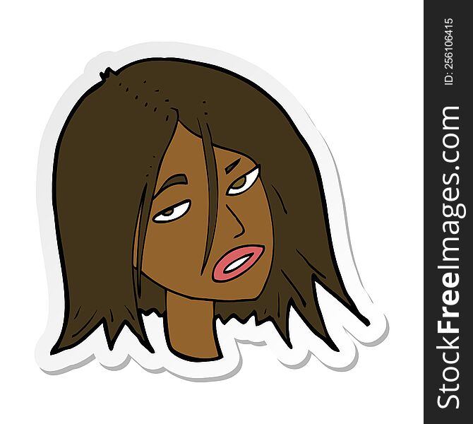 Sticker Of A Cartoon Annoyed Woman