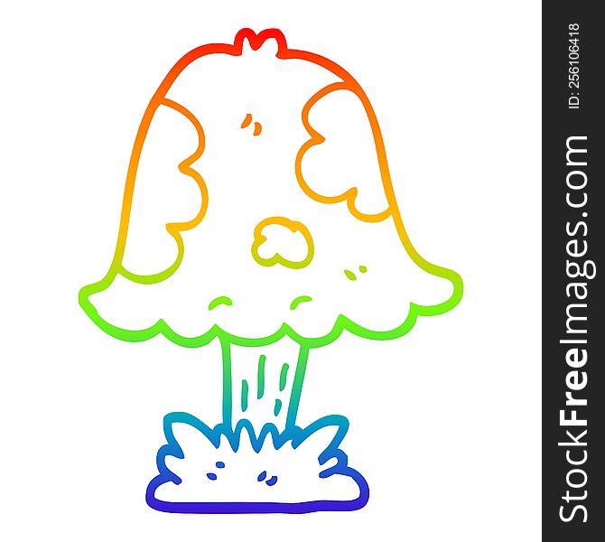 Rainbow Gradient Line Drawing Cartoon Mushroom