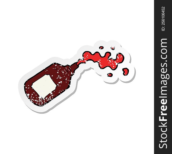 Retro Distressed Sticker Of A Cartoon Squirting Blood Bottle