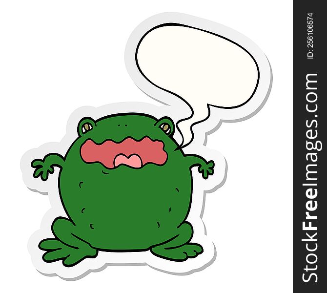 cartoon toad with speech bubble sticker. cartoon toad with speech bubble sticker