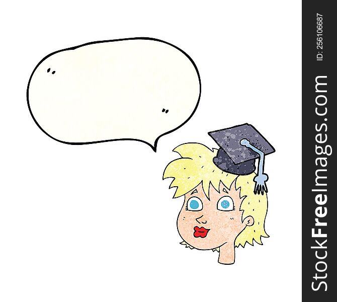 Speech Bubble Textured Cartoon Graduate Woman