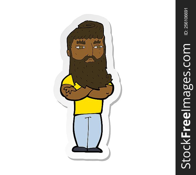 sticker of a cartoon serious man with beard