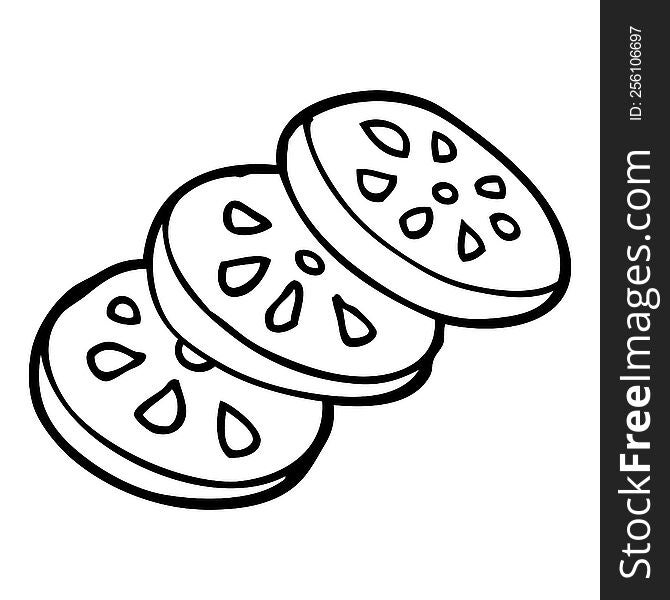 Line Drawing Cartoon Sliced Tomato