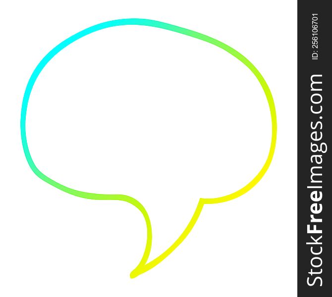 cold gradient line drawing of a cartoon speech bubble