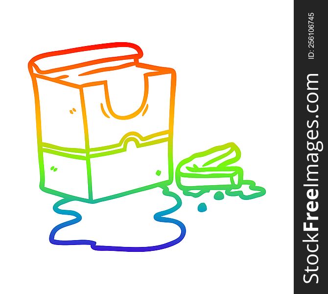 rainbow gradient line drawing of a empty box of fries