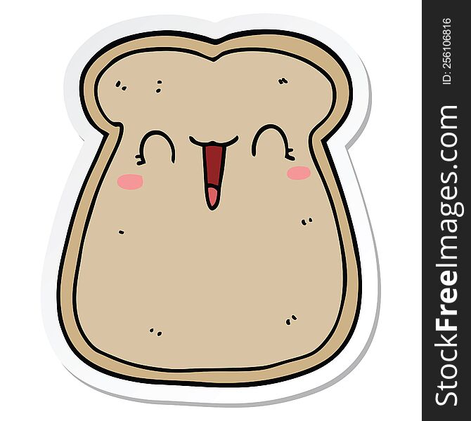 sticker of a cute cartoon slice of toast