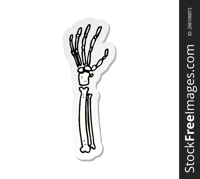 Sticker Of A Cartoon Skeleton Hand