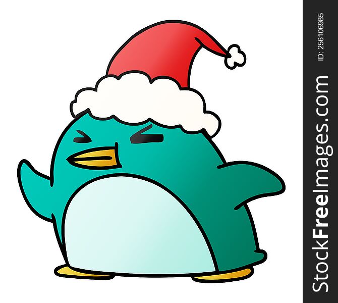 Christmas Gradient Cartoon Of Kawaii Penguin