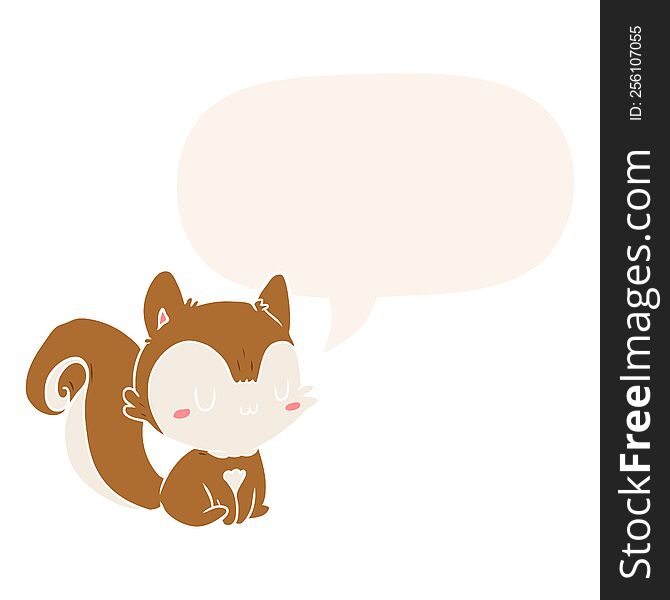 cartoon squirrel with speech bubble in retro style