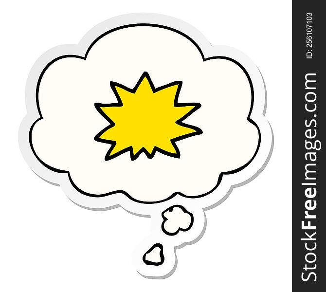 cartoon explosion with thought bubble as a printed sticker