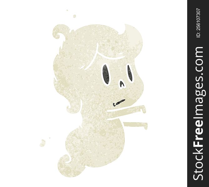 Retro Cartoon Of A Kawaii Cute Ghost