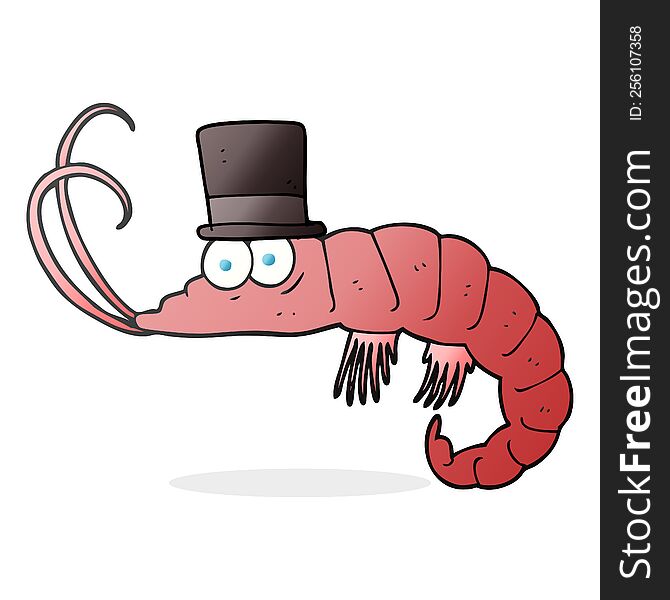 freehand drawn cartoon shrimp