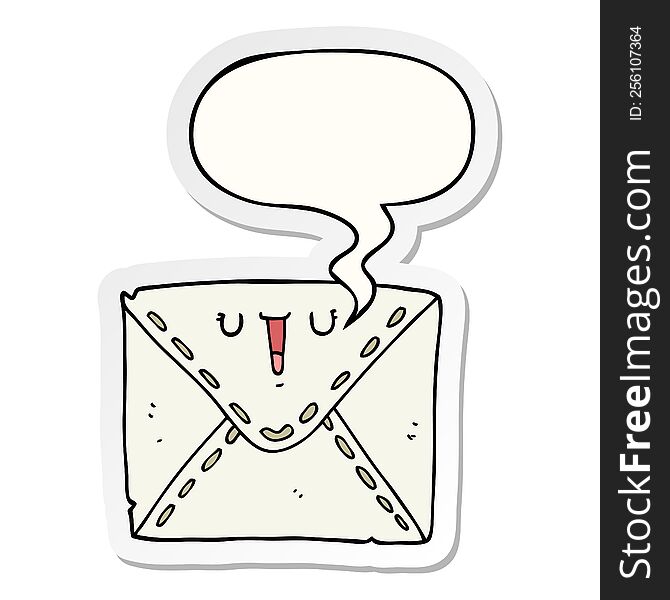 cartoon envelope with speech bubble sticker. cartoon envelope with speech bubble sticker