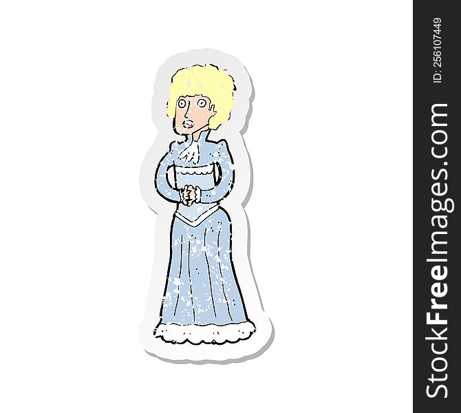 Retro Distressed Sticker Of A Cartoon Shocked Victorian Woman