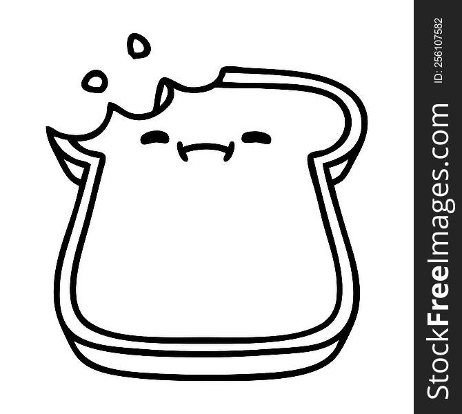 line doodle slice of bread with face