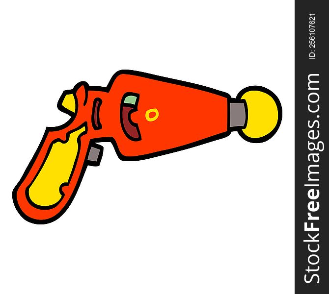 Hand Drawn Doodle Style Cartoon Ray Gun