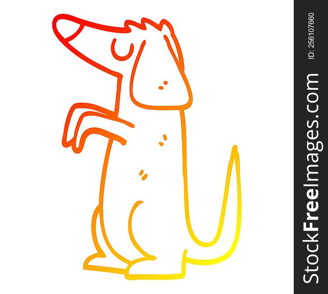 Warm Gradient Line Drawing Cartoon Well Behaved Dog
