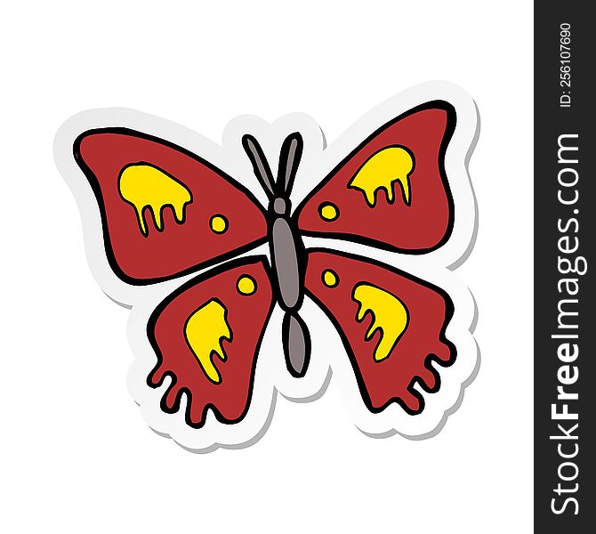 sticker of a cartoon butterfly