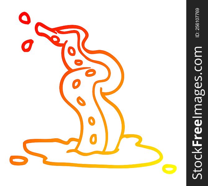 warm gradient line drawing of a cartoon spooky tentacle