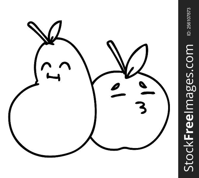 happy apple and pear couple