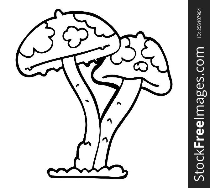 line drawing cartoon mushroom