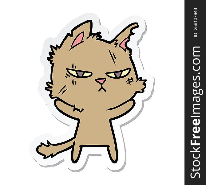 sticker of a tough cartoon cat
