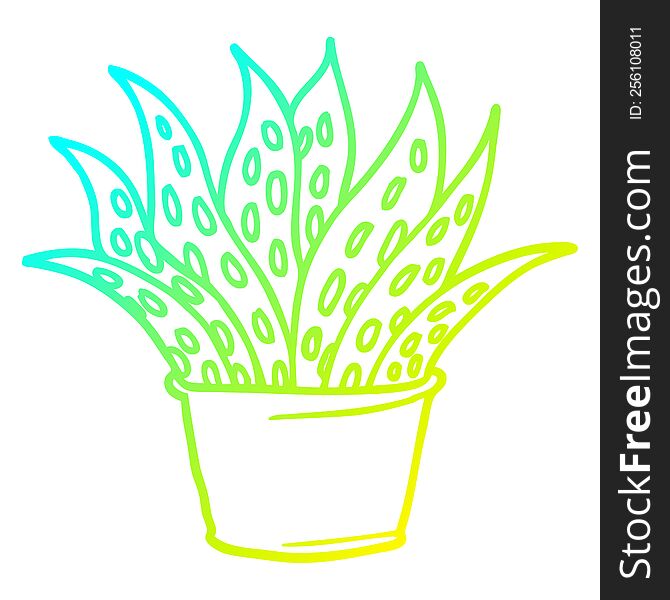 cold gradient line drawing cartoon house plant