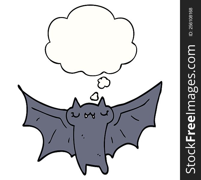 Cute Cartoon Halloween Bat And Thought Bubble