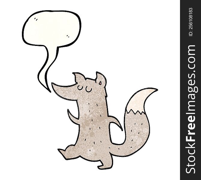 Speech Bubble Textured Cartoon Cute Wolf