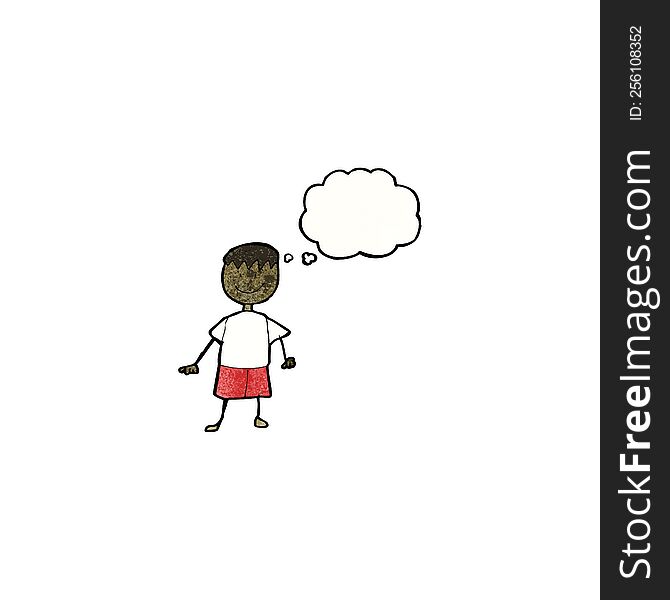 child\'s drawing of a boy with thought bubble