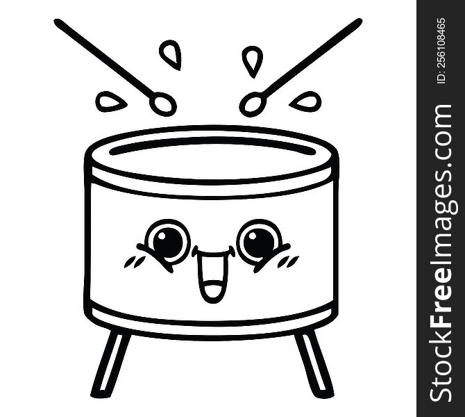 line drawing cartoon of a drum. line drawing cartoon of a drum