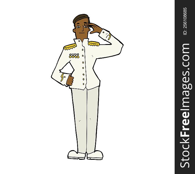 cartoon military man in dress uniform