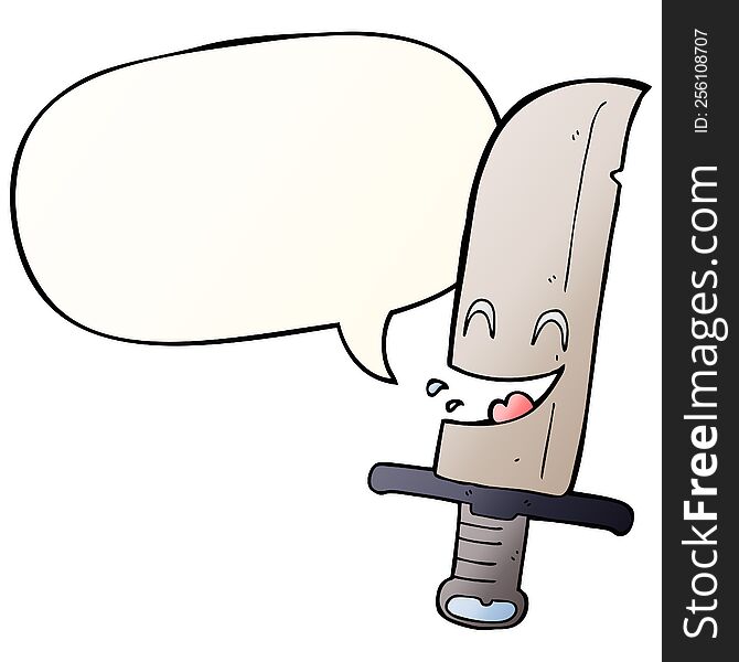 Cartoon Laughing Knife And Speech Bubble In Smooth Gradient Style