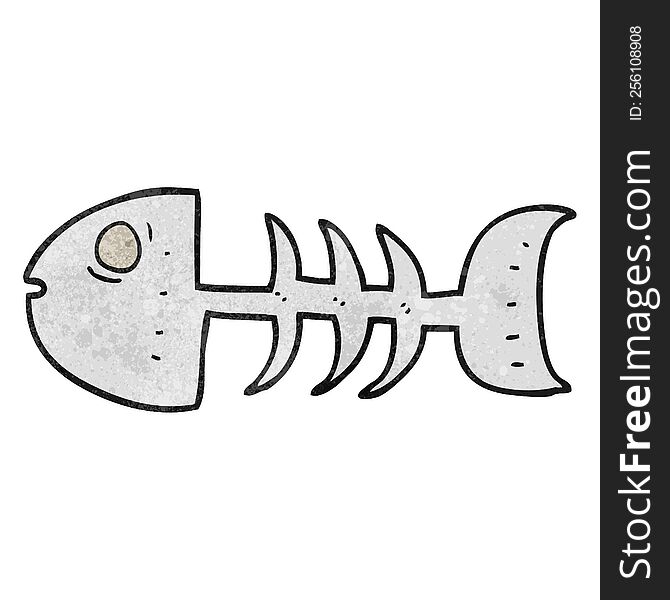 freehand textured cartoon fish bones