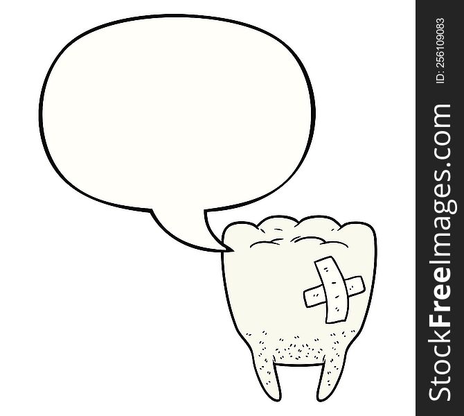 Cartoon Bad Tooth And Speech Bubble