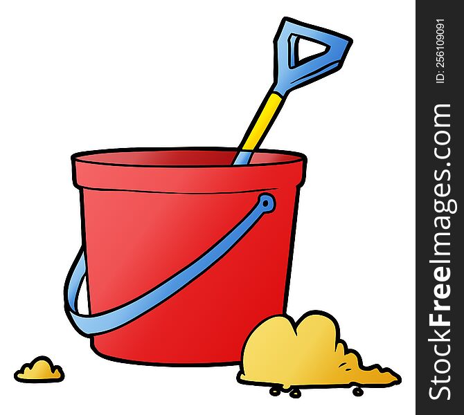 cartoon bucket and spade. cartoon bucket and spade