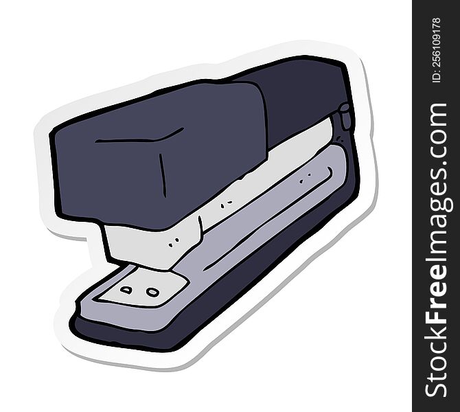 Sticker Of A Cartoon Office Stapler