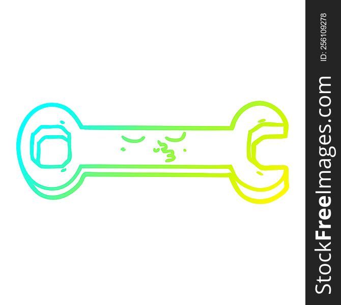 Cold Gradient Line Drawing Cartoon Spanner