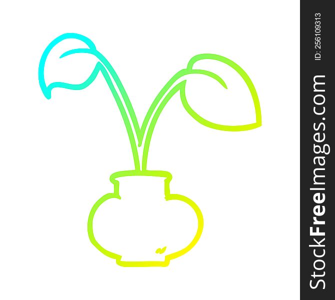 Cold Gradient Line Drawing House Plant