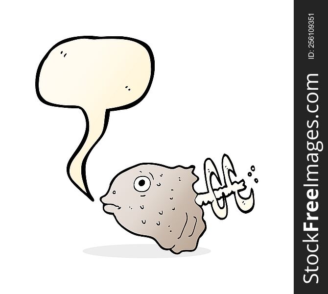 Cartoon Fish Head With Speech Bubble