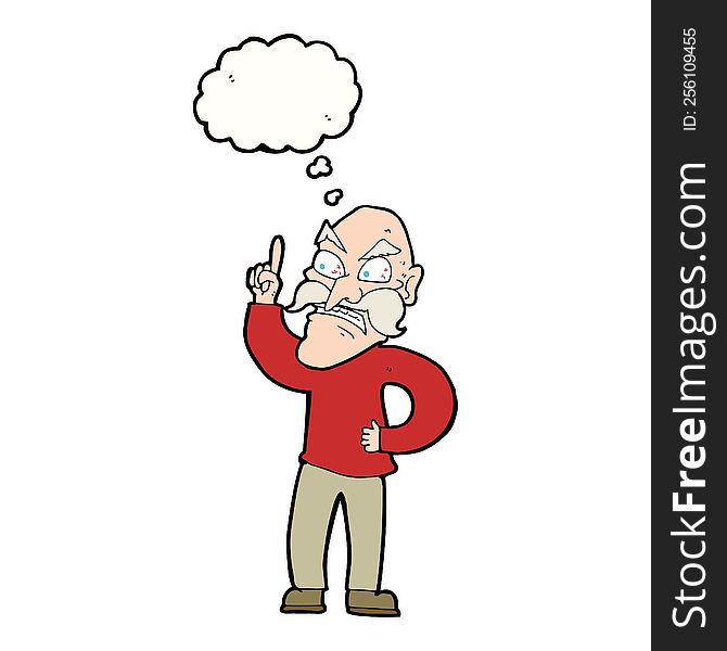 Cartoon Old Man Laying Down Rules With Thought Bubble