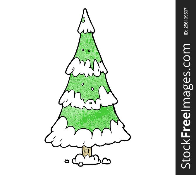 cartoon snowy christmas tree. cartoon snowy christmas tree
