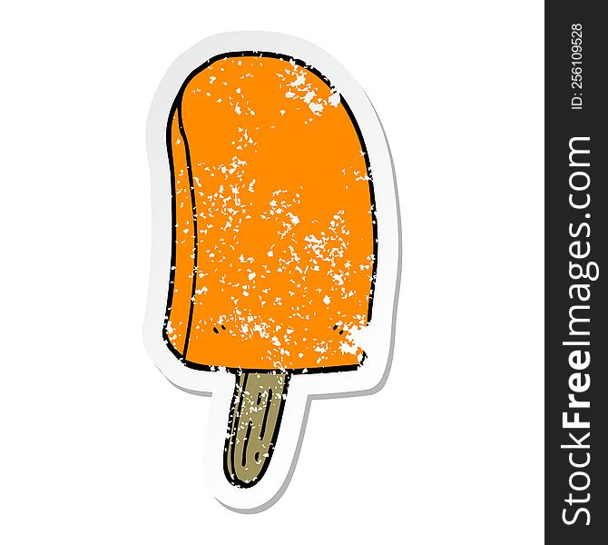 Distressed Sticker Of A Cartoon Ice Lolly