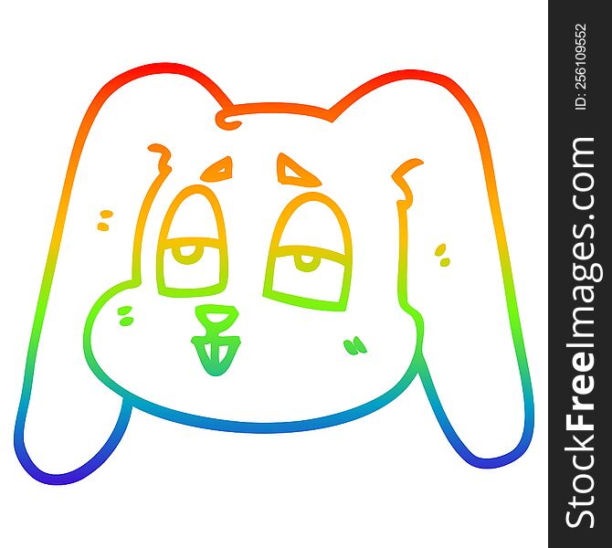 Rainbow Gradient Line Drawing Cartoon Bunny Rabbit