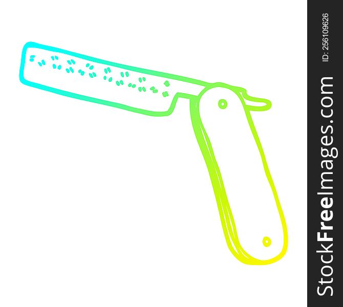 cold gradient line drawing of a cartoon cut throat razor