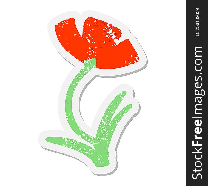 single poppy in flower grunge sticker