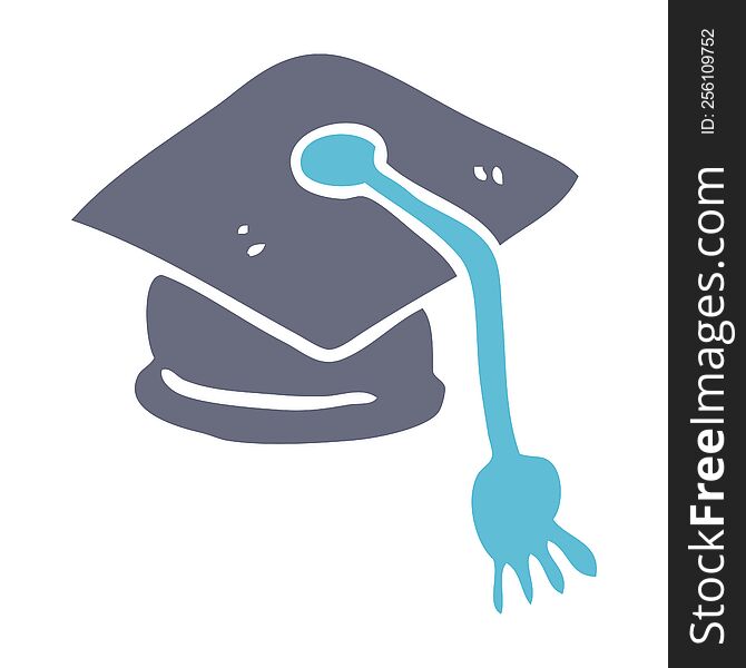 Flat Color Illustration Cartoon Graduation Hat
