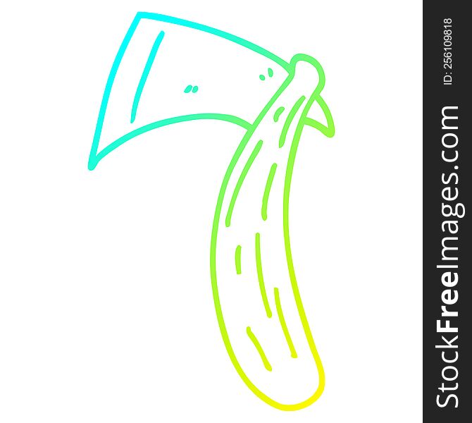 Cold Gradient Line Drawing Cartoon Viking Axe