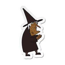 Sticker Of A Cartoon Ugly Old Witch Royalty Free Stock Image