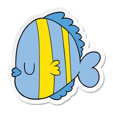Free Sticker Of A Cartoon Exotic Fish Royalty Free Stock Photo - 256111165